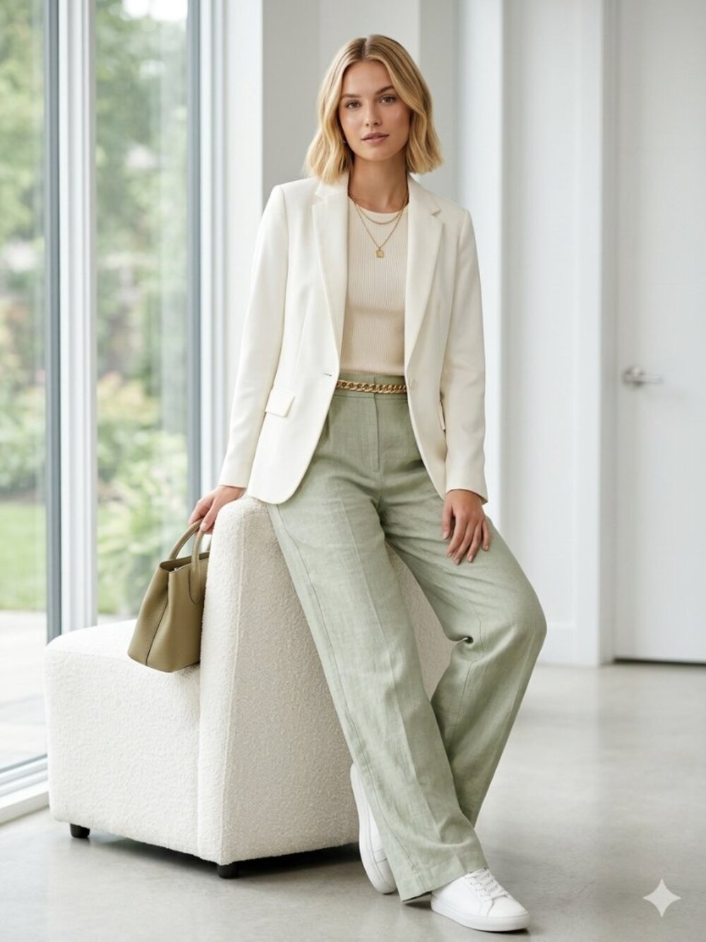 Le Château Soft White Lightweight Blazer – Size XXS (Fits Zara XS)